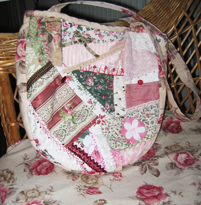 The front of my crazy quilt tote bag