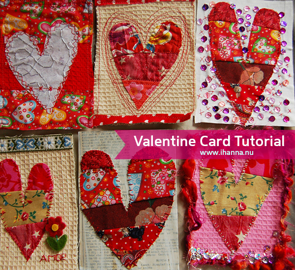 Tutorial for mixed media Valentine Postcards by iHanna of www.ihanna.nu