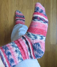 Raspberry sock knitted by iHanna