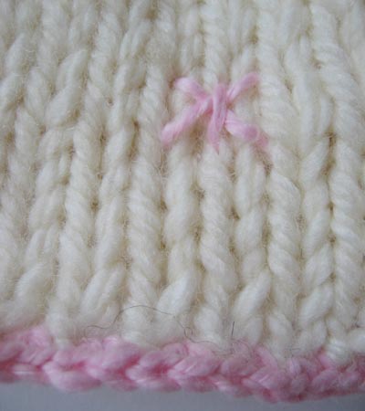 Detail of the baby cap I knitted for myself