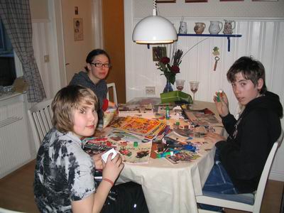 All the kids and me working to become inspired collage artists (Photo copyright Hanna Andersson)