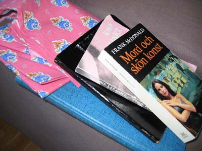 Thrifted finds: Books to read, fabric, ledger