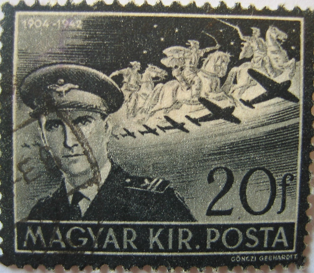 Officer postal stamp from Magyar