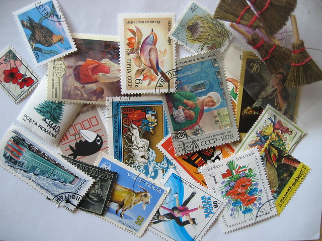 Pile of cancelled international postal stamps (Photo copyright Hanna Andersson)