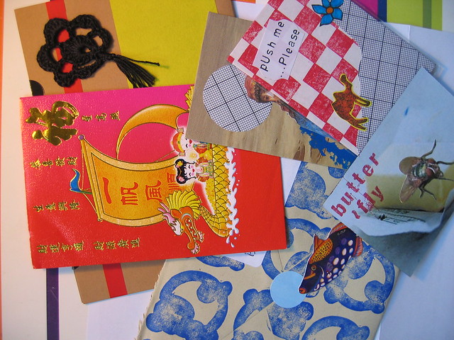 Three artist trading cards ATCs from Belgium made by Monica traded to iHanna 2005 (Photo copyright H. Andersson)