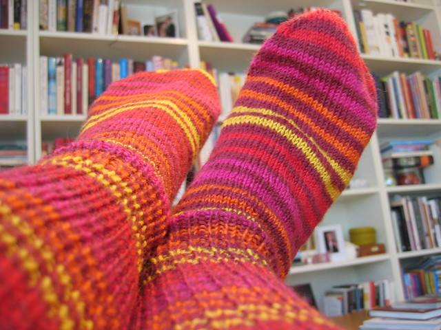Two knitted striped socks by iHanna (Photo copyright H. Andersson)