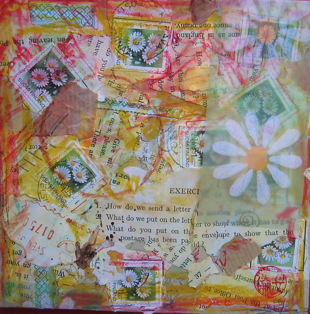 Daisy mail art collage made by iHanna 2005 (Copyright H. A.)