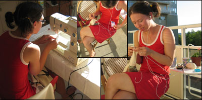 iHanna 2005 on the balcony knitting