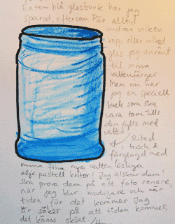 Glass jar in sketchbook for Illustration Friday