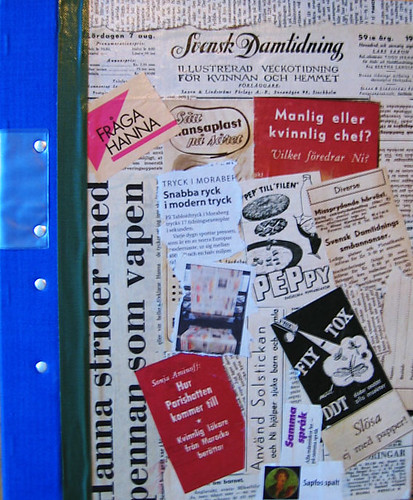 Front inside of recycled and revamped ring binder for school 2005