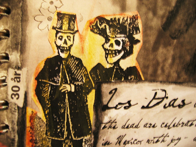 Detail of iHannas art journal spread on Día de los Muertos (day of the dead) 2005