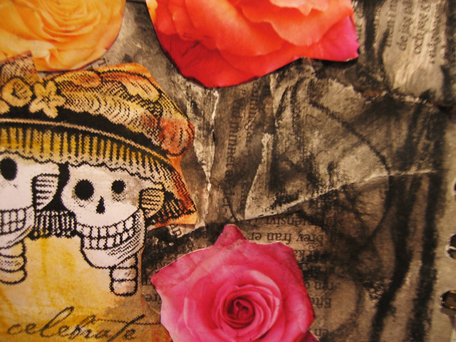 Detail of iHannas art journal spread on Día de los Muertos (day of the dead) 2005