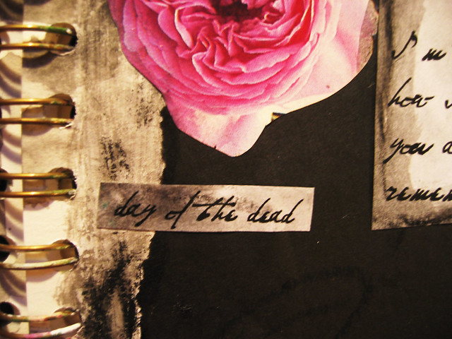 Detail of iHannas art journal spread on Día de los Muertos (day of the dead) 2005