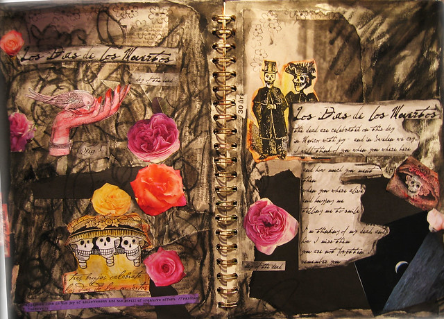 iHannas full art journal spread on Día de los Muertos (day of the dead) 2005