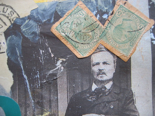 Strindberg with big ears - detail of collage (Copyright Hanna Andersson) Strindberg with big ears - detail of collage (Copyright Hanna Andersson)