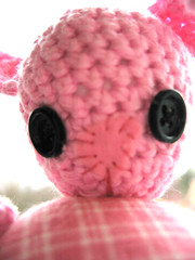 Babe Ruth face close up of the Rabbit crocheted by iHanna