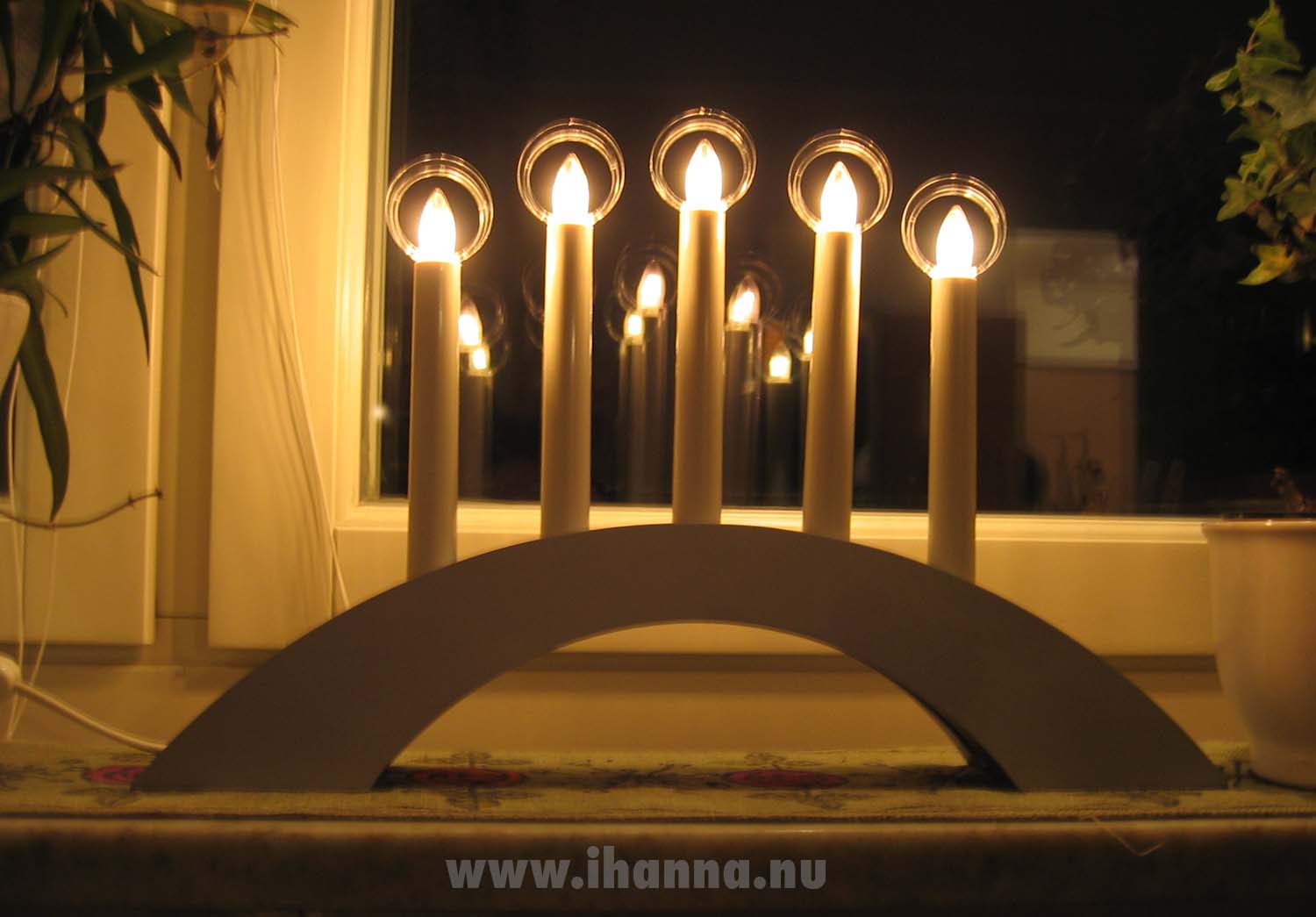 My rounded Advent candlestick in the window