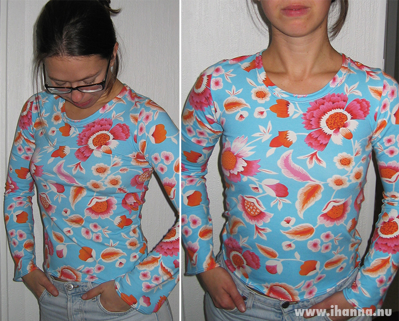 iHanna in DIY Fashion (home sewn long sleeved shirt in turquoise) 2007