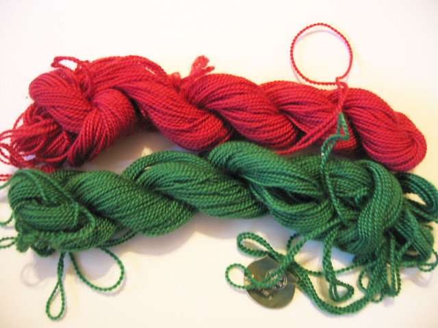 Thrifted yarn (green and orange) from Myrorna