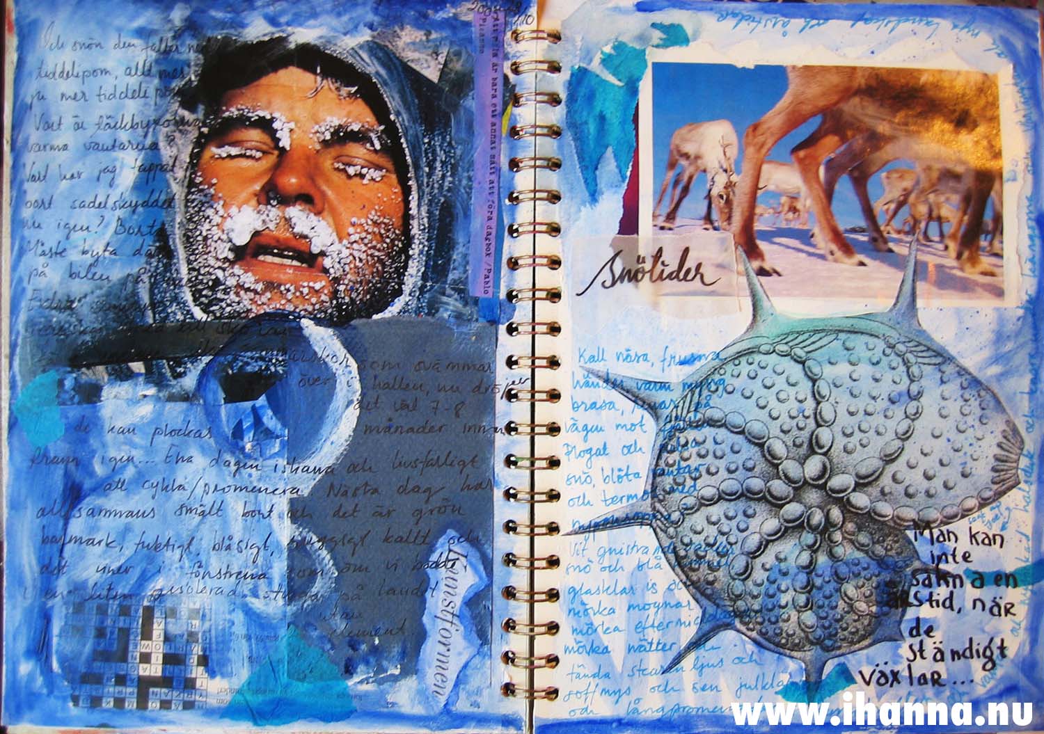 Art journal page about snow and Winter cold (Copyright Hanna Andersson) 