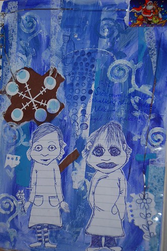 Two ball point blue girls glued into my art journal 2005 (Copyright Hanna Andersson