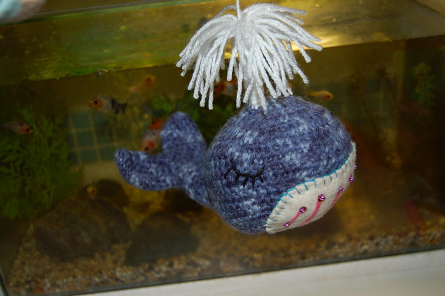Crocheted softie Splish splash whale by my mom (copyright Hanna Andersson)