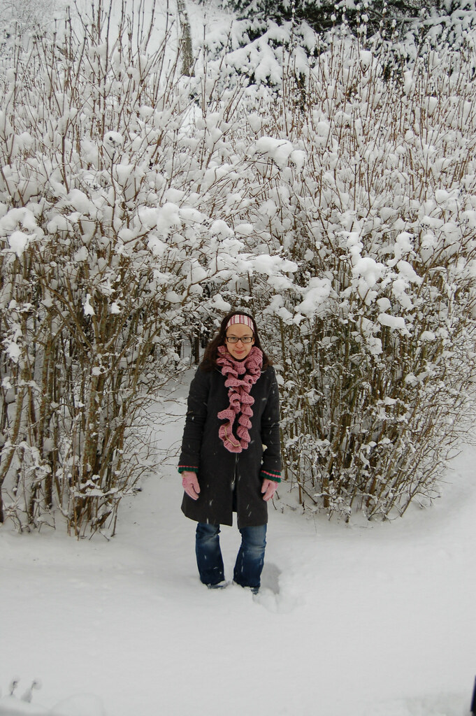 iHanna in her crocheted swirly scarf (copyright Hanna Andersson)