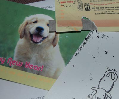 Beaten up postcards in the swap sent to iHanna