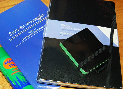 Stationary items and the book Svenska skrivregler bought by me (Photo Copyright Hanna Andersson) 2006