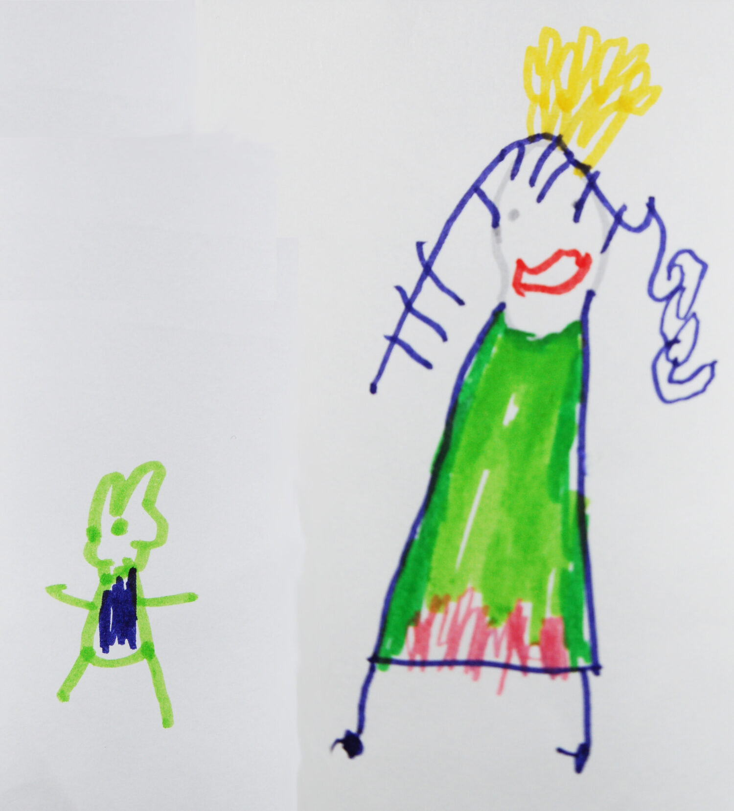 Kids drawing of a bunny and her friend the princess (Photo copyright Hanna Andersson)