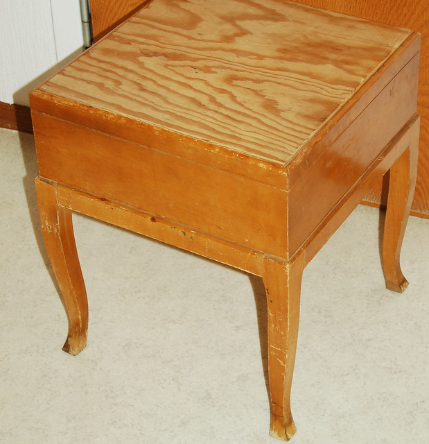 Sewing box stool that I thrifted and upholstered