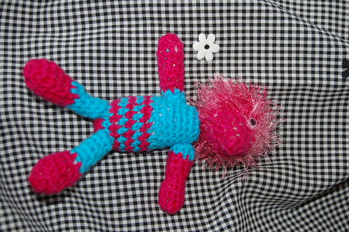 Hairy Crocheted Amigurumi the Dude designed and made by iHanna 2005 (Copyright H. A.)