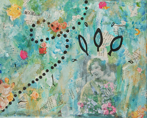 Mixed media painting with image transfer on canvas by iHanna 2006
