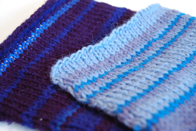 Blue ocean swatches for Knit a river knitted swatches by iHanna 2006 (Photo Copyright H. Andersson)