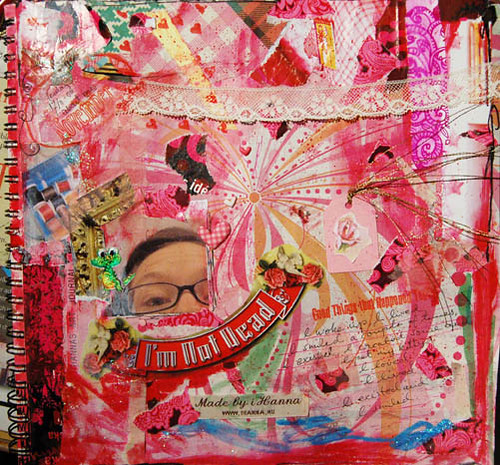 Art journal page This is me, and I am not dead  by iHanna (Copyright Hanna Andersson)