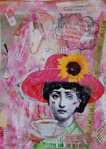 English tea art collage on brown paper made by iHanna (Copyright Hanna Andersson)