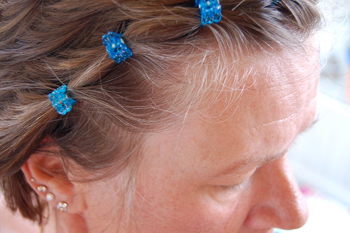 My mom with blue hair clips (Photo copyright H. Andersson)