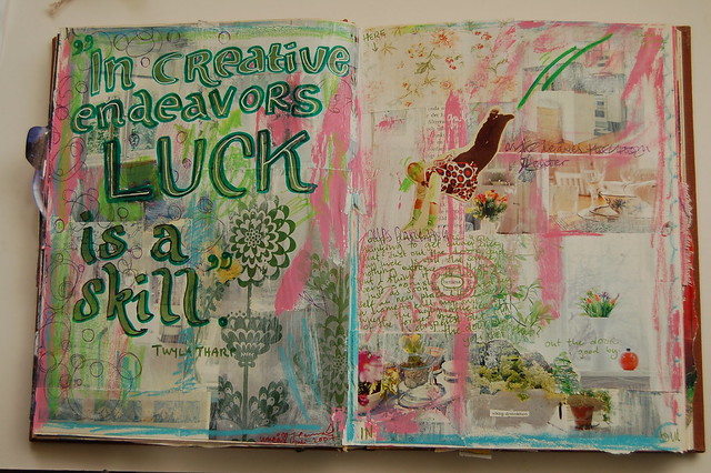 Lucknis a skill quote - Art journal spread collage in art journal number 7 by iHanna (Copyright Hanna Andersson) 2007