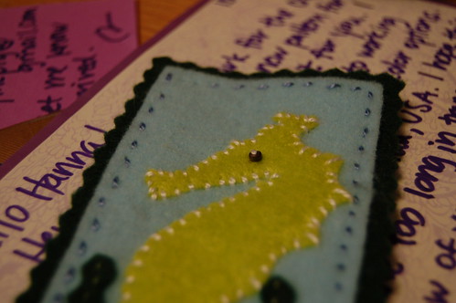 Sea horse bookmark made out of felt by my swap partner Sandra