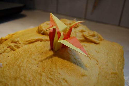 Paper crane on dough at Christmas (Copyright H Andersson)