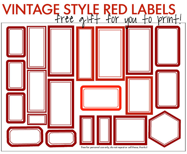 Vintage style red label sheet to download as a free gift from iHanna