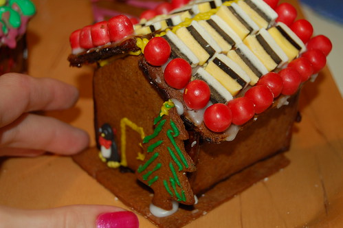The brick roof house where a penguin lives