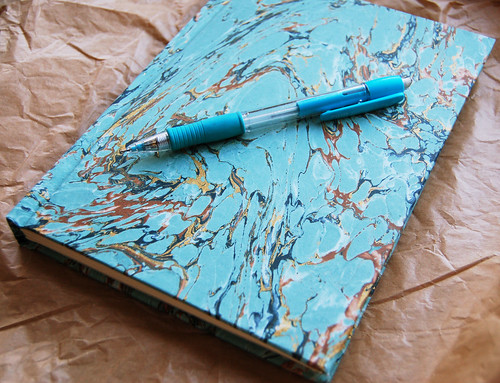 Blue hand bound book