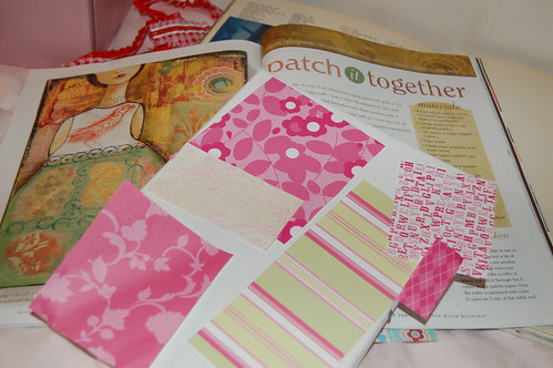 Inspired by an article to create a canvas with Paper patchwork background (Copyright Hanna Andersson)