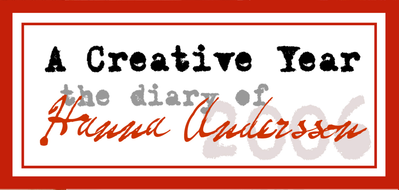 Red label with the text A creative Year the diary of Hanna Andersson for the printed book (copyright H. Andersson)