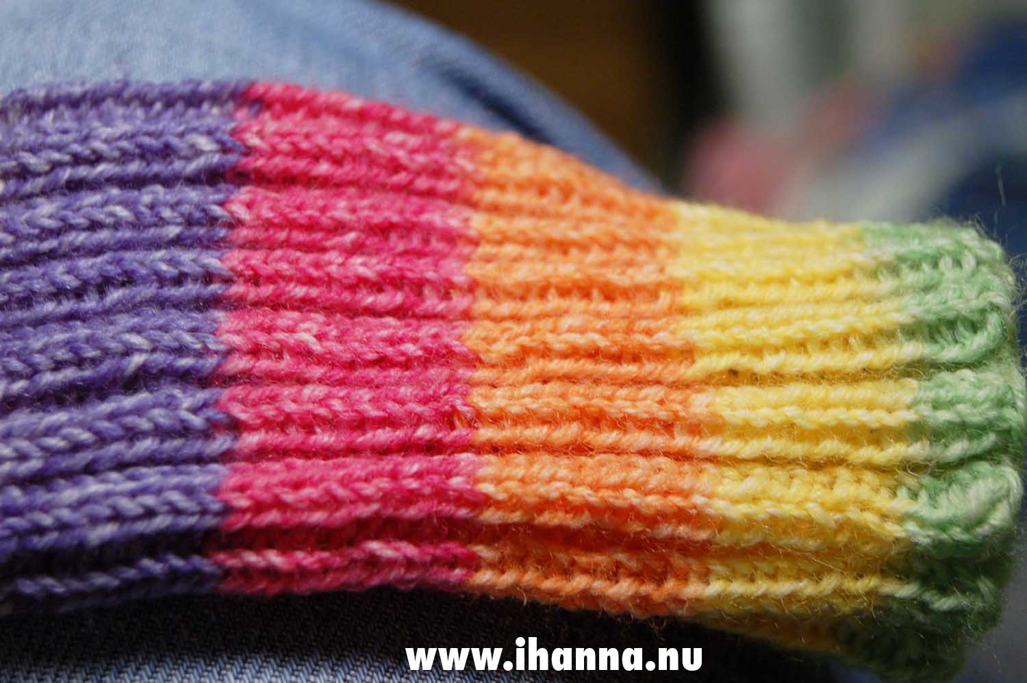Knitted rainbow sock detail made by iHanna (Copyright Hanna Andersson)