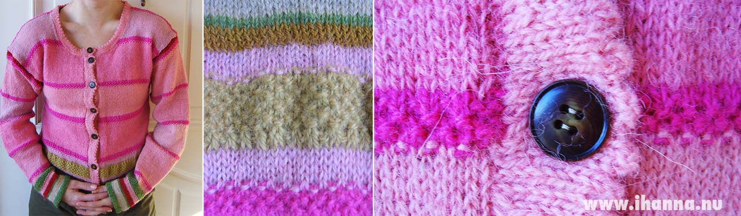 A pink knitted cardigan by iHanna from the book Poetry in stitches (Photo H. Andersson)