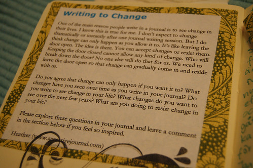 In my diary Writing to change blog post by Heather Goldsmith on her blog A Creative Journal