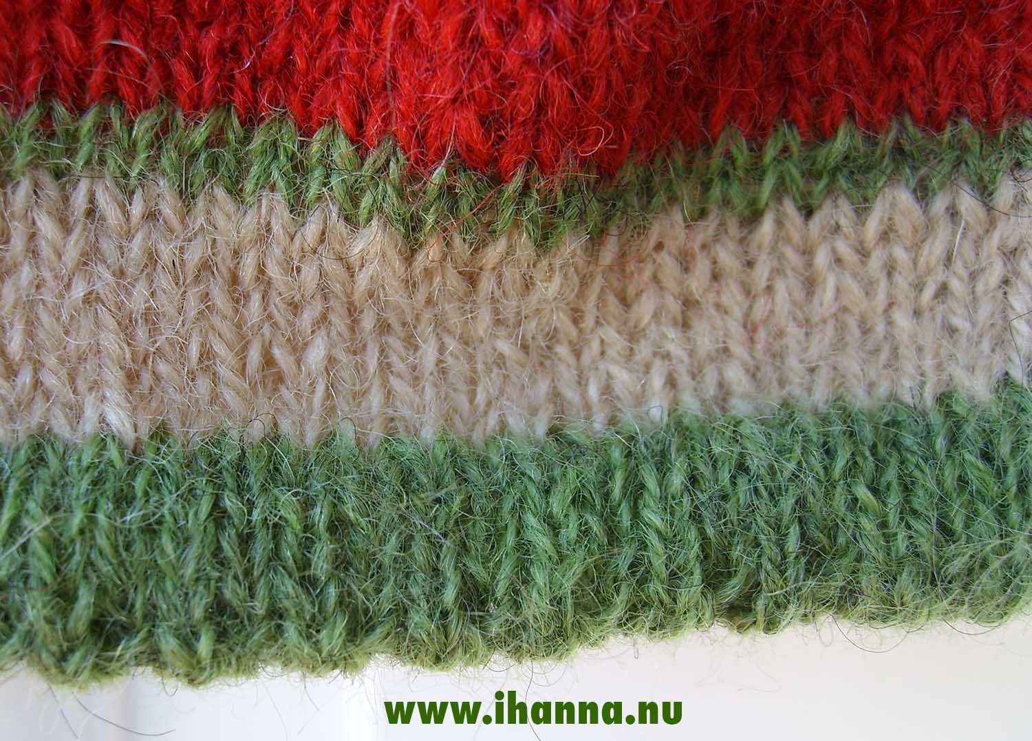 A pink cardigan striped bottom detail Pink by iHanna from the book Poetry in stitches (Photo H. Andersson)