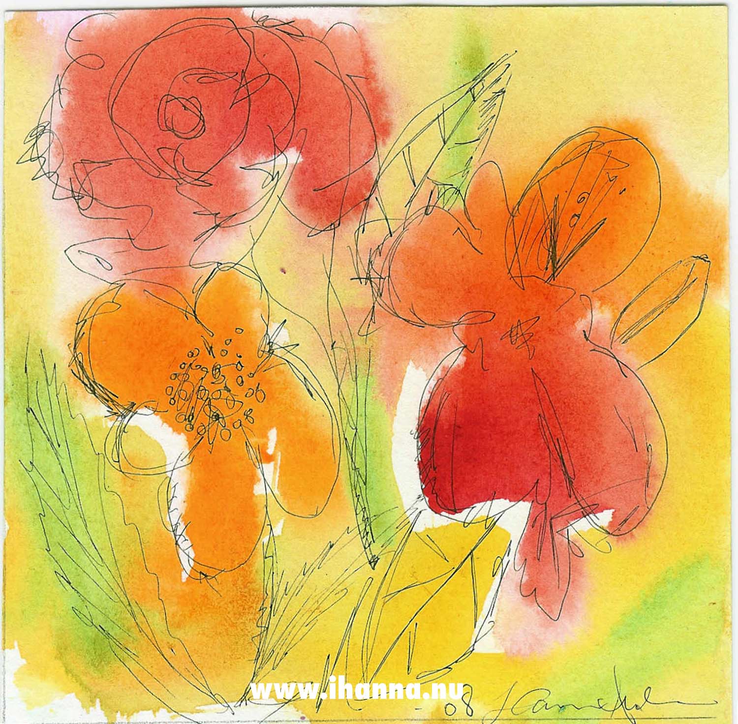 Daily art card flowers made 20080415 by iHanna (Copyright Hanna Andersson)